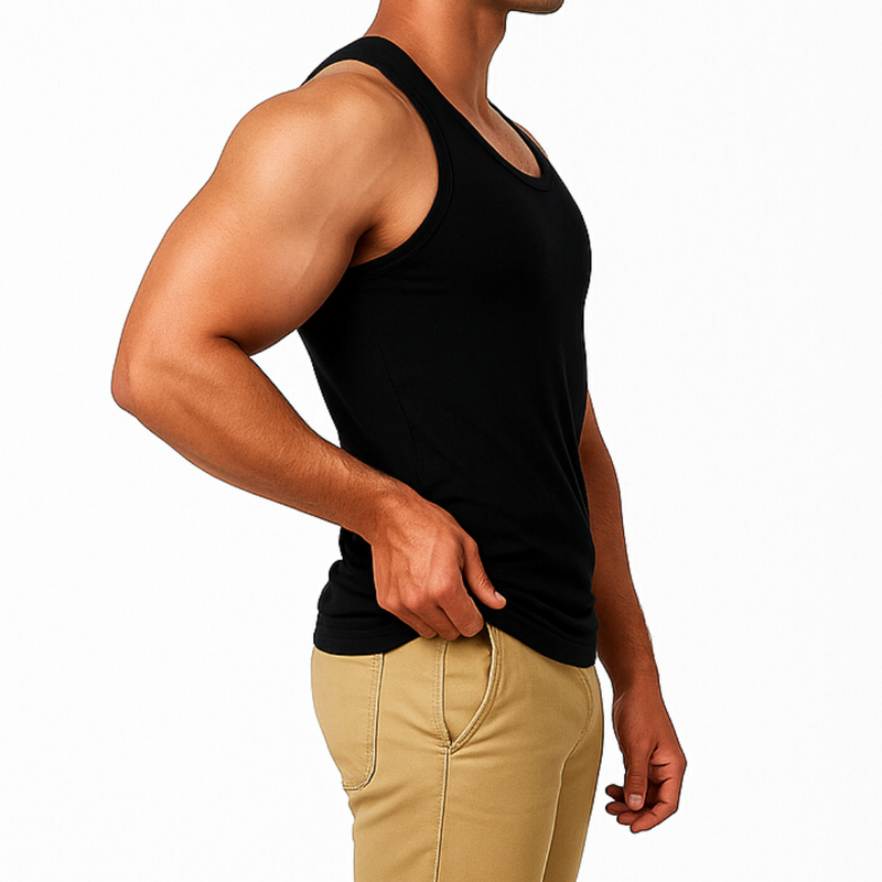 Soft Fit  Black Sleeveless Vest - Pack of 12