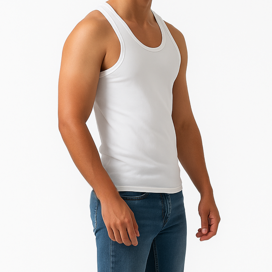 Soft Fit  White Sleeveless Vest - Pack of 12