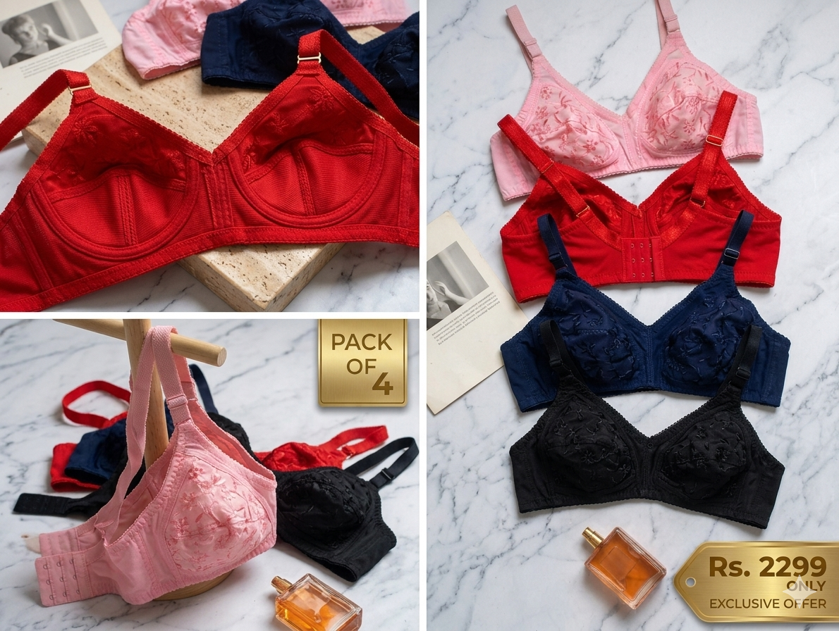 Pack of 4 Chicken Malai Cotton Bra